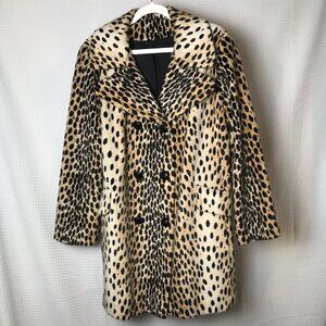 Vintage faux fur leopard cheetah animal coat 60s 70s punk rockabilly